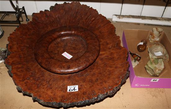 Burr elm dish by Paul Waters and 5 other items